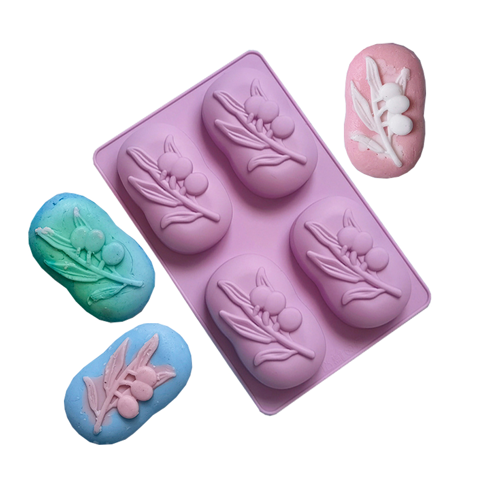 Candle Supplies Store - 4 Cavities Oval Olive Tree Silicone