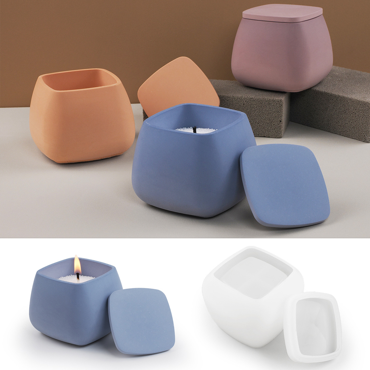 Candle Supplies Jars - Square Candle Jar Silicone Mold DIY