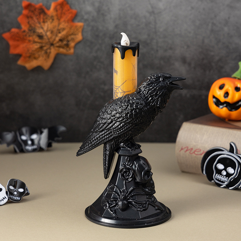 Candle Supplies Europe - Black Crow Statue Candlestick Halloween Supplies