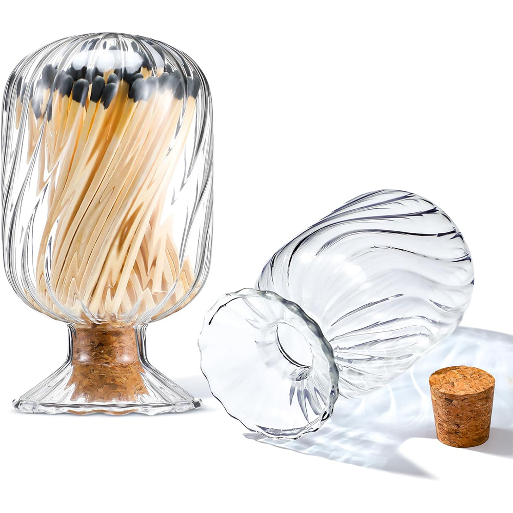 Candle Supplies Glass Jars - Helix Shaped Glass Matches Cloche Decorative