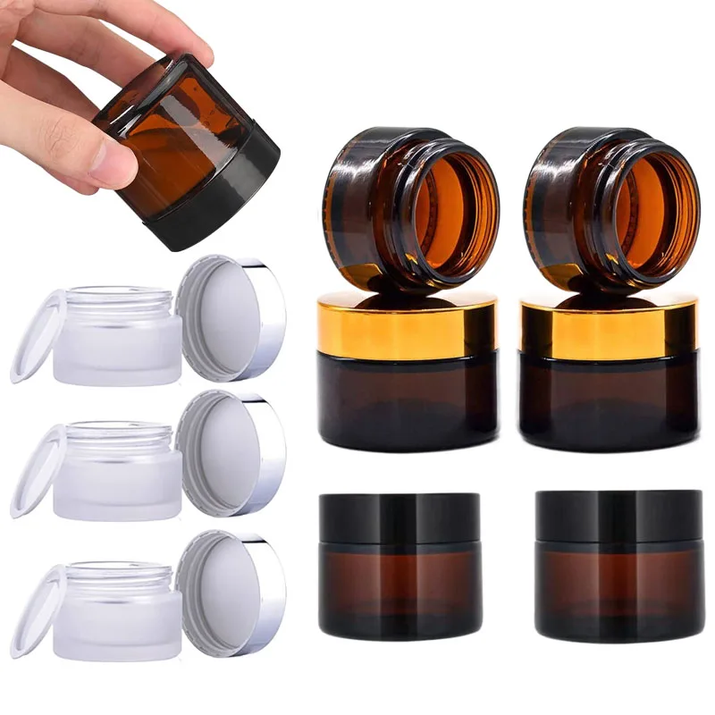 Candle Supplies Glass Jars - 5Pcs 5g-100g Amber Empty Glass Jars