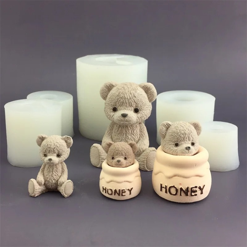 Candle Supplies Jars - Cute Bear Honey Jar Silicone Candle