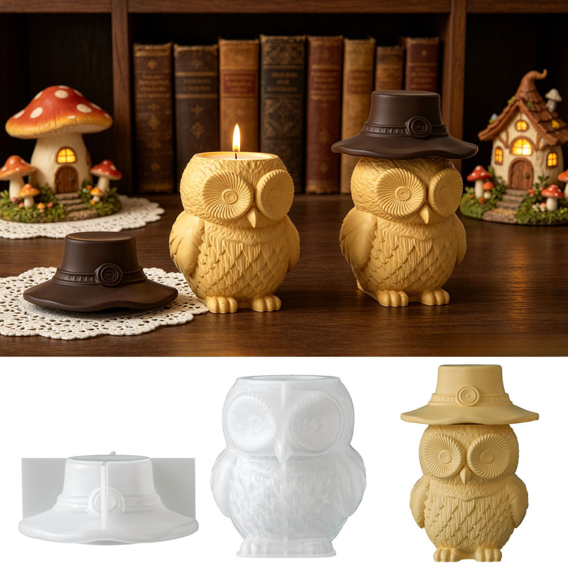 2Set of silicone molds for owl - огляд і ціна Candle Supplies Jars
