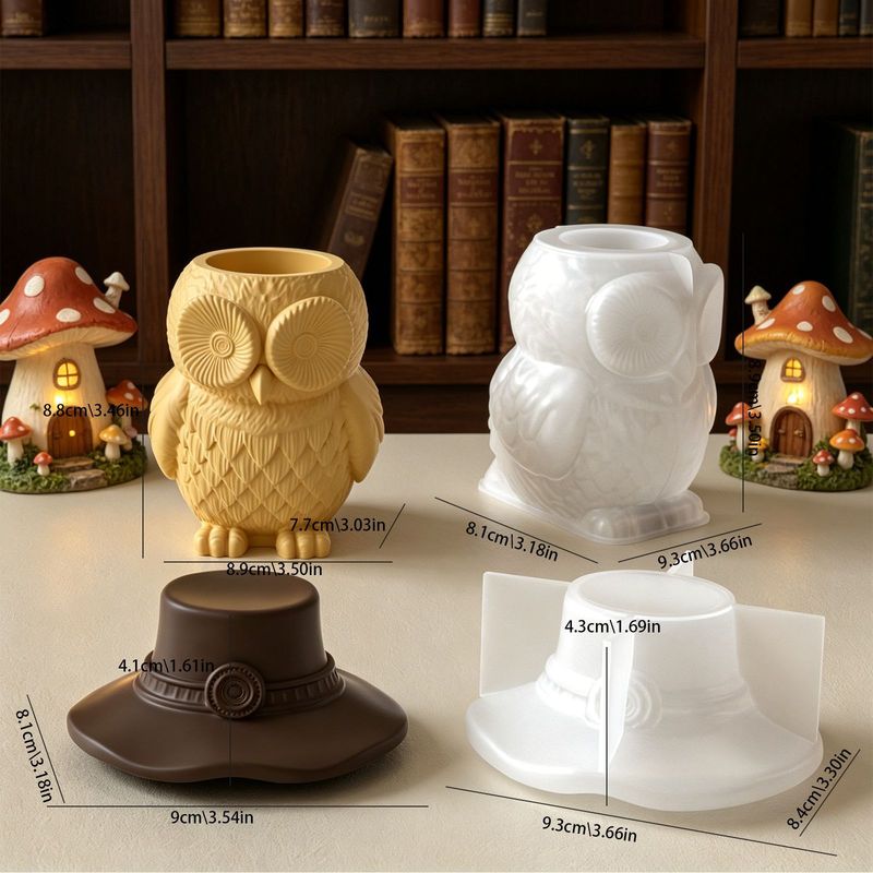 2Set of silicone molds for owl - огляд і ціна Candle Supplies Jars